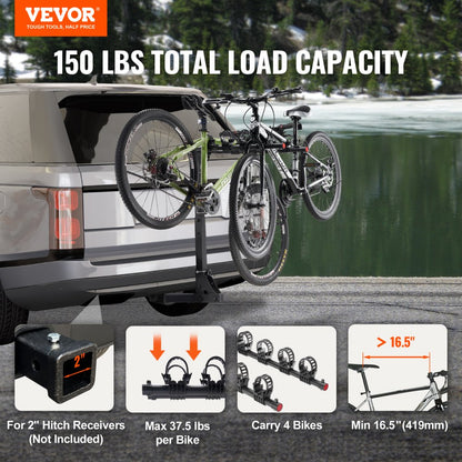 RC-1803H - Heavy-Duty 4-Bike Hitch Rack for E-Bikes & SUVs