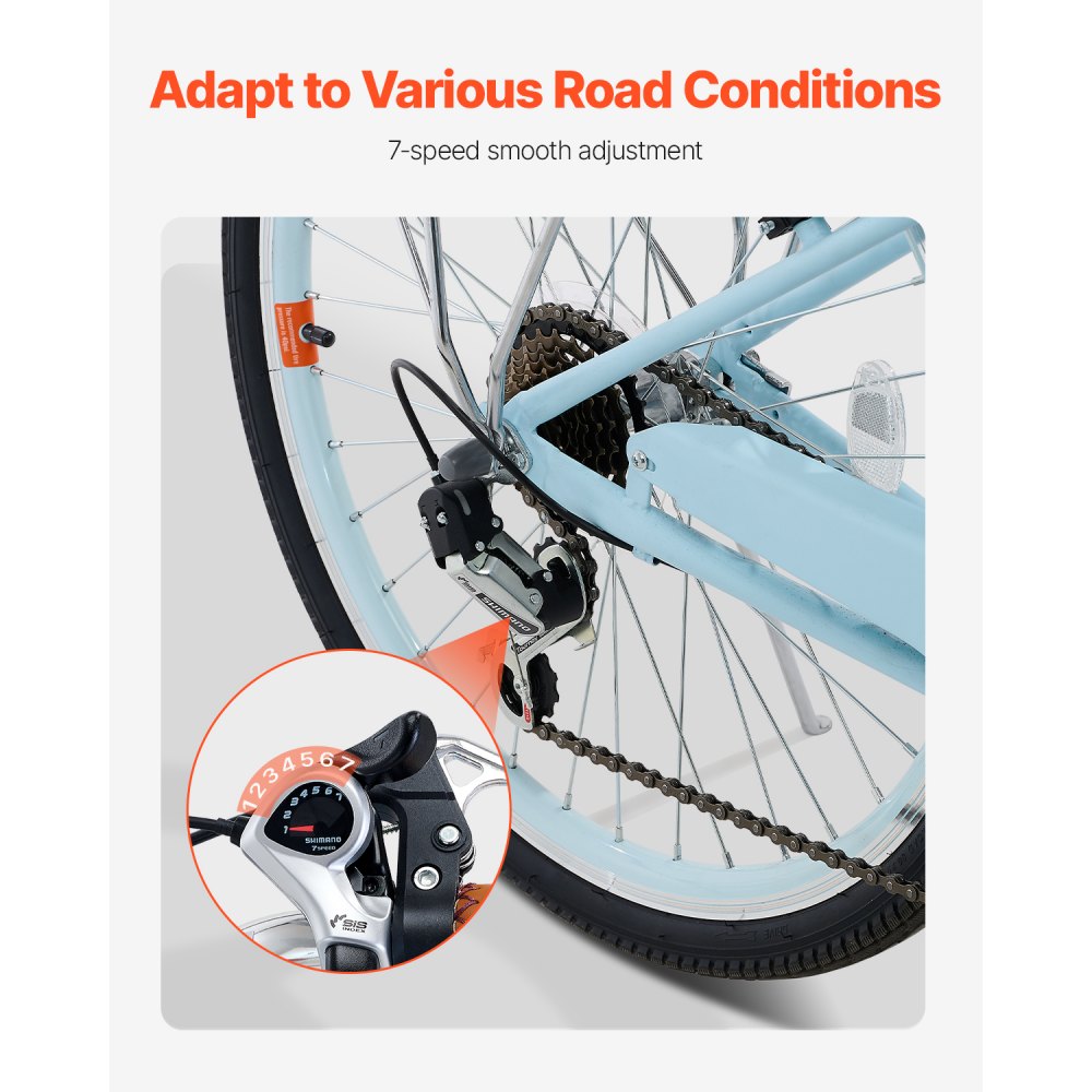 SCB721-B - 24-Inch Stylish Cruiser Bike with Adjustable Seat and Foldable Basket