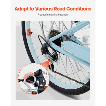 SCB721-B - 24-Inch Stylish Cruiser Bike with Adjustable Seat and Foldable Basket