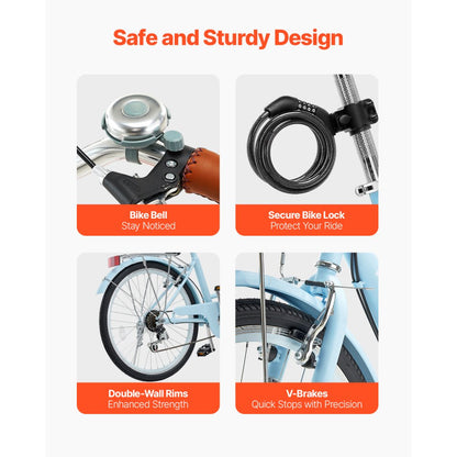 SCB721-B - 24-Inch Stylish Cruiser Bike with Adjustable Seat and Foldable Basket