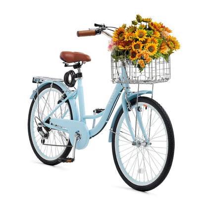 SCB721-B - 24-Inch Stylish Cruiser Bike with Adjustable Seat and Foldable Basket