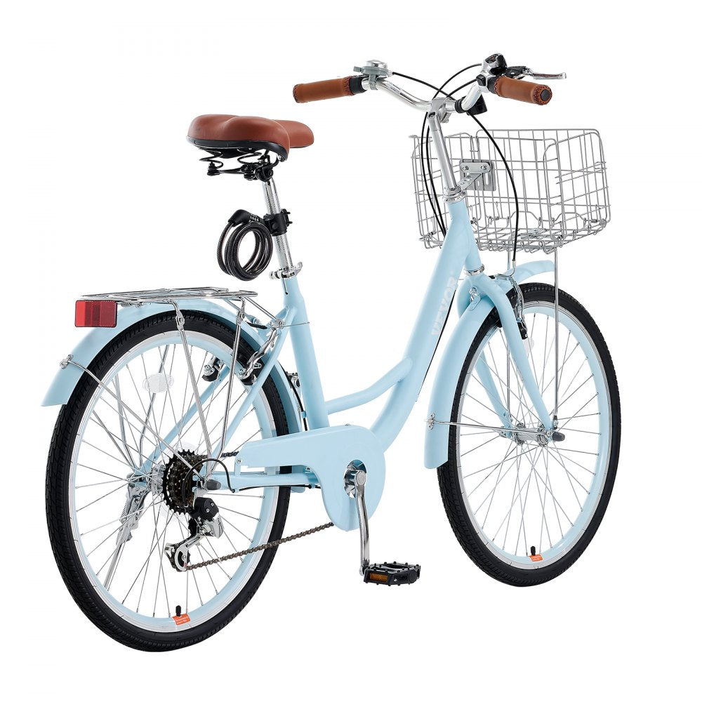 SCB721-B - 24-Inch Stylish Cruiser Bike with Adjustable Seat and Foldable Basket