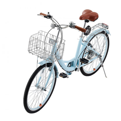 SCB721-B - 24-Inch Stylish Cruiser Bike with Adjustable Seat and Foldable Basket