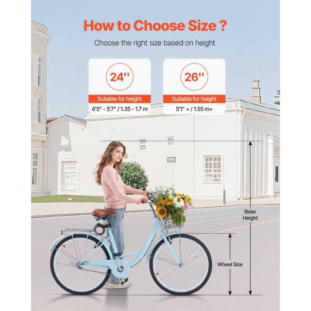 SCB122-B - Comfortable Light Blue Cruiser Bike with Foldable Basket