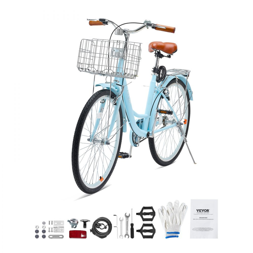 SCB122-B - Comfortable Light Blue Cruiser Bike with Foldable Basket