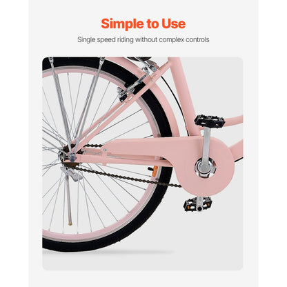 SCB122-P - 26-Inch Pink Cruiser Bike with Basket and Soft Seat