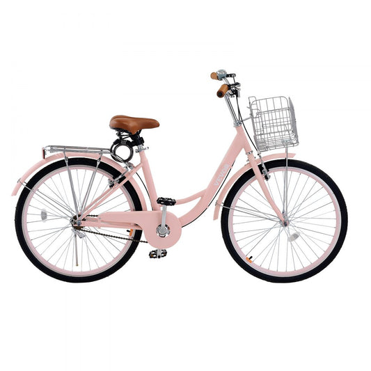 SCB122-P - 26-Inch Pink Cruiser Bike with Basket and Soft Seat