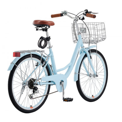 SCB722-B - 7-Speed Light Blue Cruiser Bike with Ergonomic Design and Basket