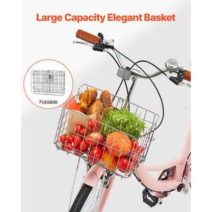 SCB722-P - Retro 26-Inch Cruiser Bike with 7-Speed & Foldable Basket