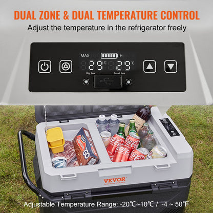 J53 - Dual Zone 56QT Portable Car Fridge, Steady 36°F Cooling
