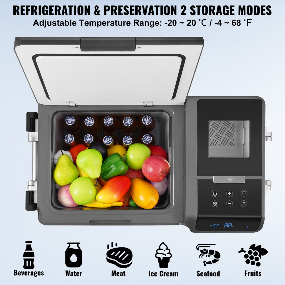 B35MI - 37QT Portable Car Fridge with Ice Maker & Adjustable Temp