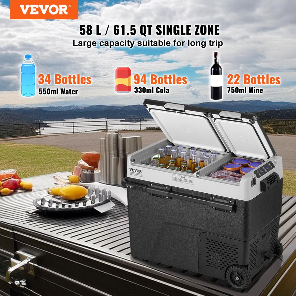B58 - 58L Portable Car Fridge Freezer with Dual Compartments