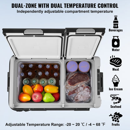 B58 - 58L Portable Car Fridge Freezer with Dual Compartments