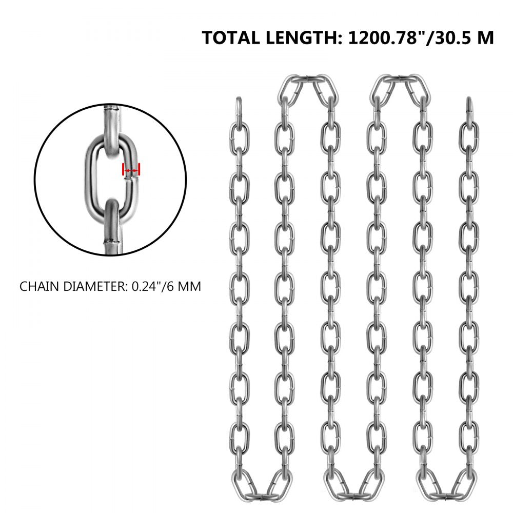 010883669178 - 6mm Heavy-Duty Proof Coil Chain for Lifting & Securing