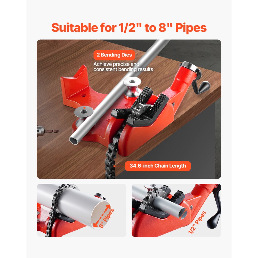RG1204S8 - 34.6" Heavy-Duty Chain Vise for 1/2" to 8" Pipes
