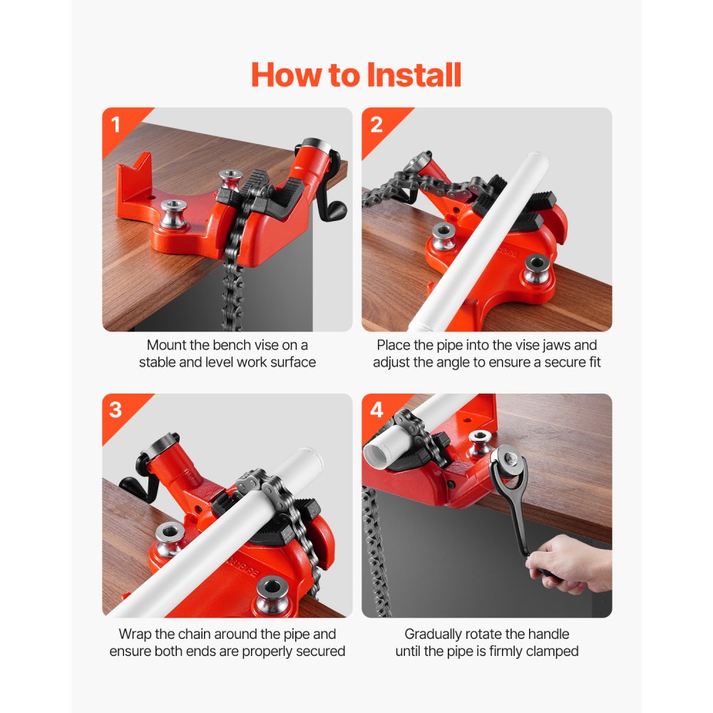 RG1204S6 - Durable Chain Vise for 1/4 to 6 Inch Pipes, 28 Inch Length