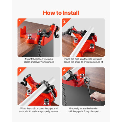 RG1204S6 - Durable Chain Vise for 1/4 to 6 Inch Pipes, 28 Inch Length