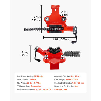 RG1204S6 - Durable Chain Vise for 1/4 to 6 Inch Pipes, 28 Inch Length