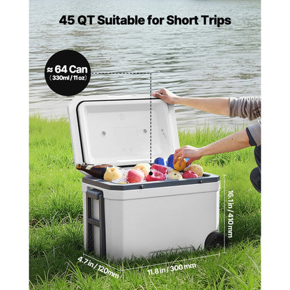 JWK-23010 - 45 Quart Portable Cooler with Wheels and Cup Holder