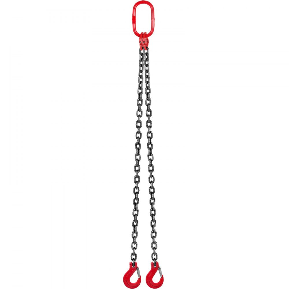 010973373437 - 5FT G80 Steel Chain Sling with Spring Latch Hooks