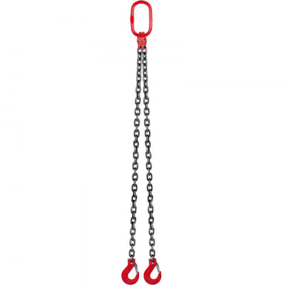 010973373437 - 5FT G80 Steel Chain Sling with Spring Latch Hooks