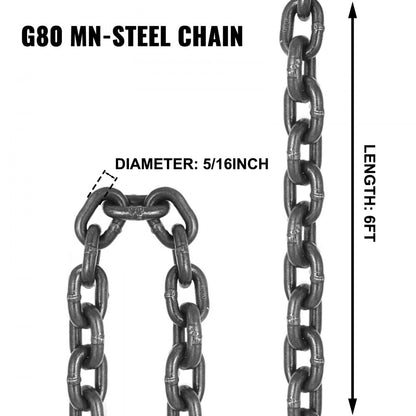 010262520951 - 6' G80 Steel Chain Sling, 6600 lbs Capacity