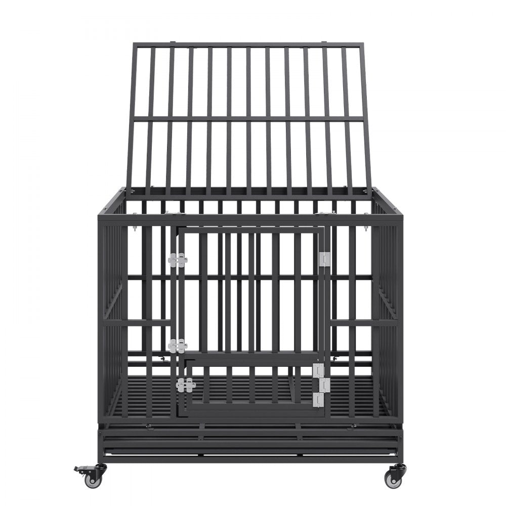 LF-QFGGL-42 - Heavy Duty Dog Crate for Medium to Large Dogs, 3-Door Design