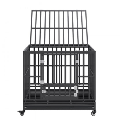 LF-QFGGL-42 - Heavy Duty Dog Crate for Medium to Large Dogs, 3-Door Design