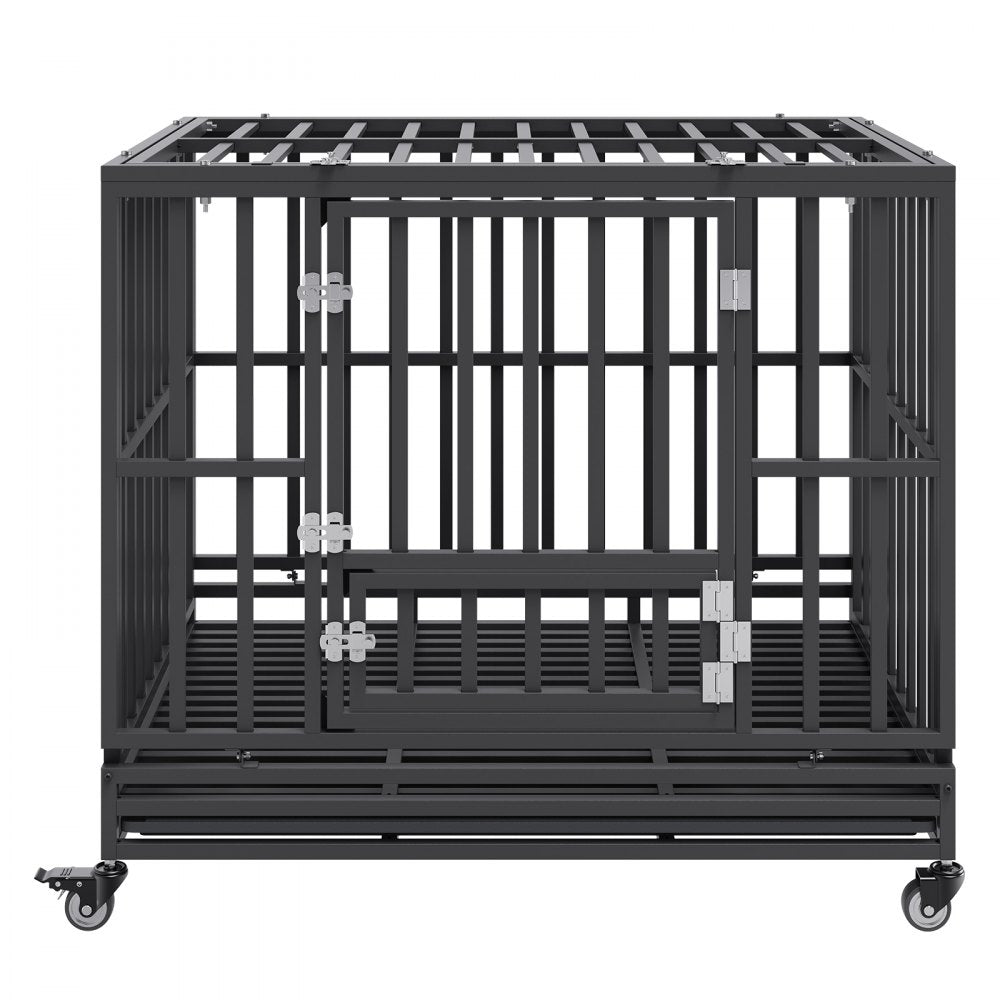 LF-QFGGL-42 - Heavy Duty Dog Crate for Medium to Large Dogs, 3-Door Design