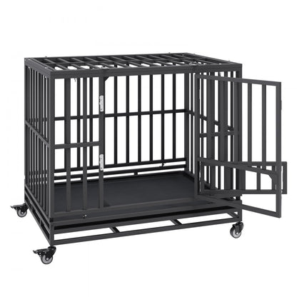 LF-QFGGL-42 - Heavy Duty Dog Crate for Medium to Large Dogs, 3-Door Design