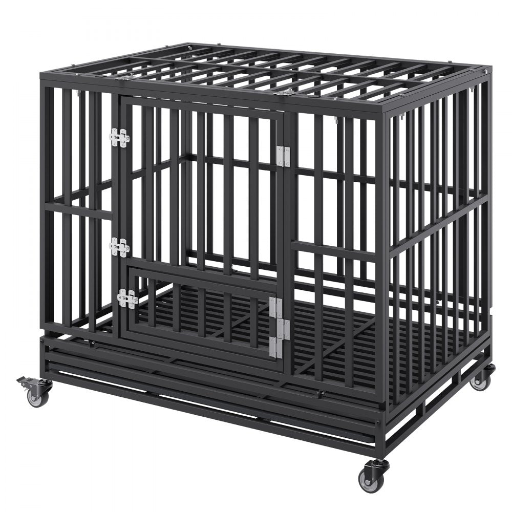 LF-QFGGL-42 - Heavy Duty Dog Crate for Medium to Large Dogs, 3-Door Design