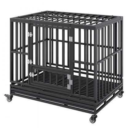 LF-QFGGL-42 - Heavy Duty Dog Crate for Medium to Large Dogs, 3-Door Design