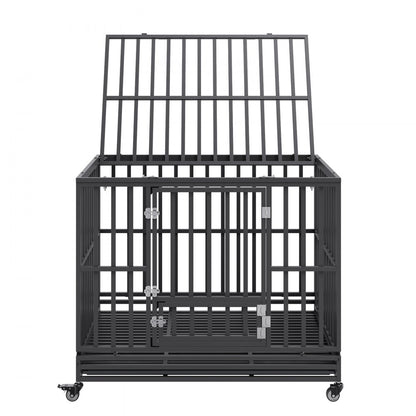 LF-QFGGL-46 - Heavy-Duty Dog Crate with Lockable Wheels for Medium to Large Dogs