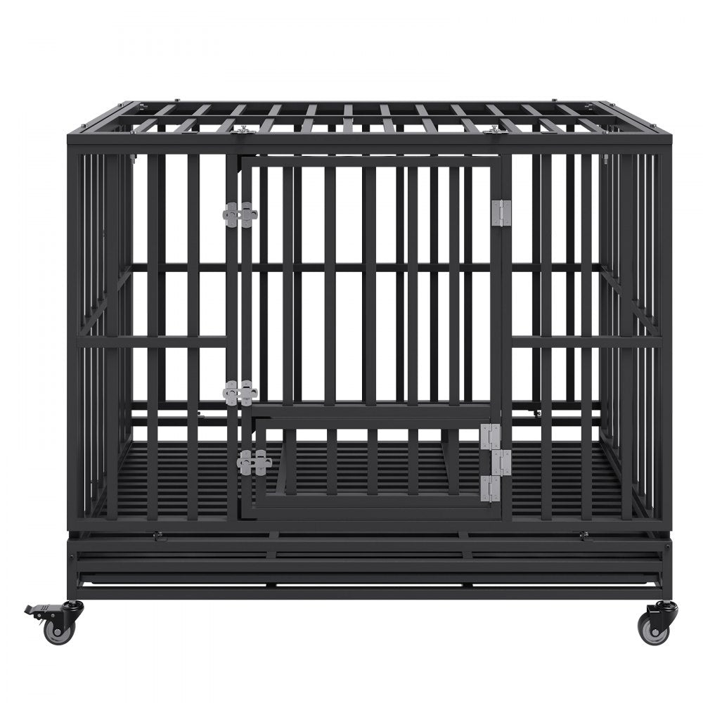 LF-QFGGL-46 - Heavy-Duty Dog Crate with Lockable Wheels for Medium to Large Dogs