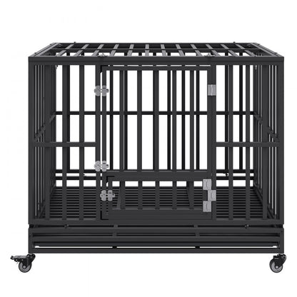 LF-QFGGL-46 - Heavy-Duty Dog Crate with Lockable Wheels for Medium to Large Dogs