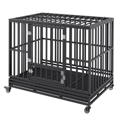LF-QFGGL-46 - Heavy-Duty Dog Crate with Lockable Wheels for Medium to Large Dogs