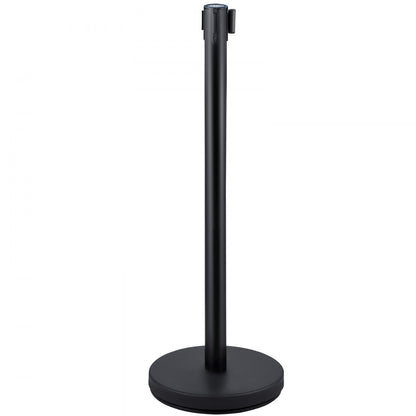 Stanchions 6Pcs - 6 pcs Stainless Steel Black Queue Posts with 6.6ft Belt