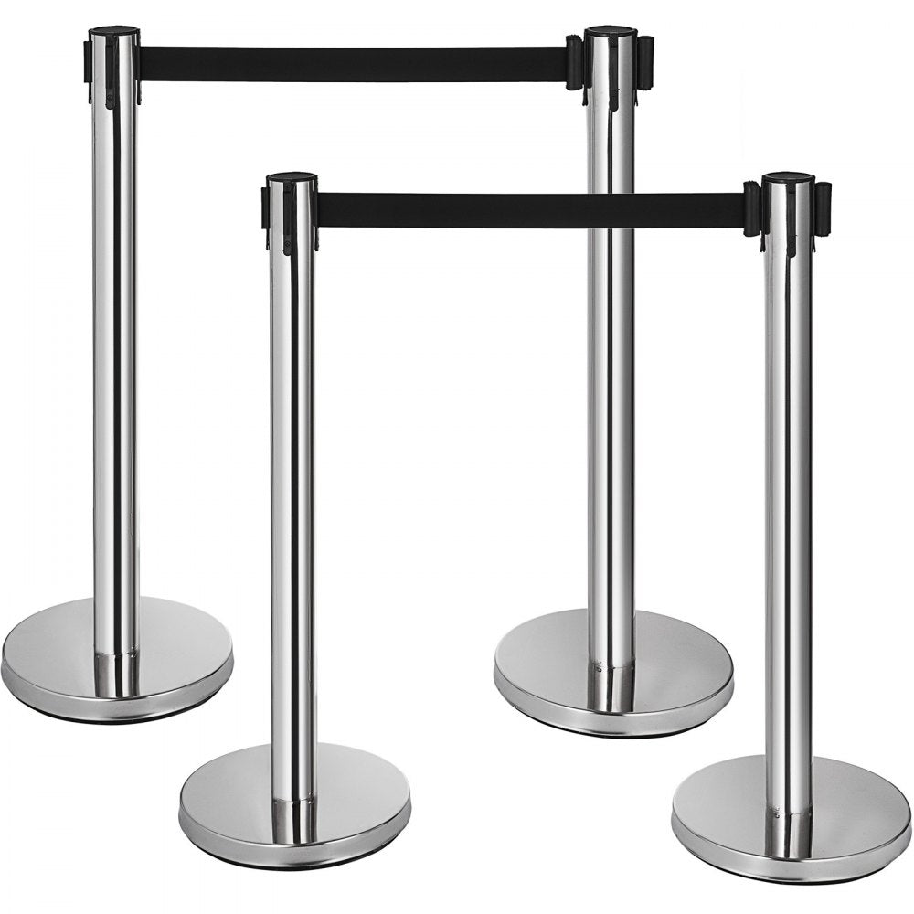 010951083937 - Stainless Steel Stanchions with 6.6ft Retractable Belt, 6-Pack