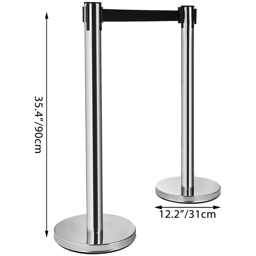 010951083937 - Stainless Steel Stanchions with 6.6ft Retractable Belt, 6-Pack