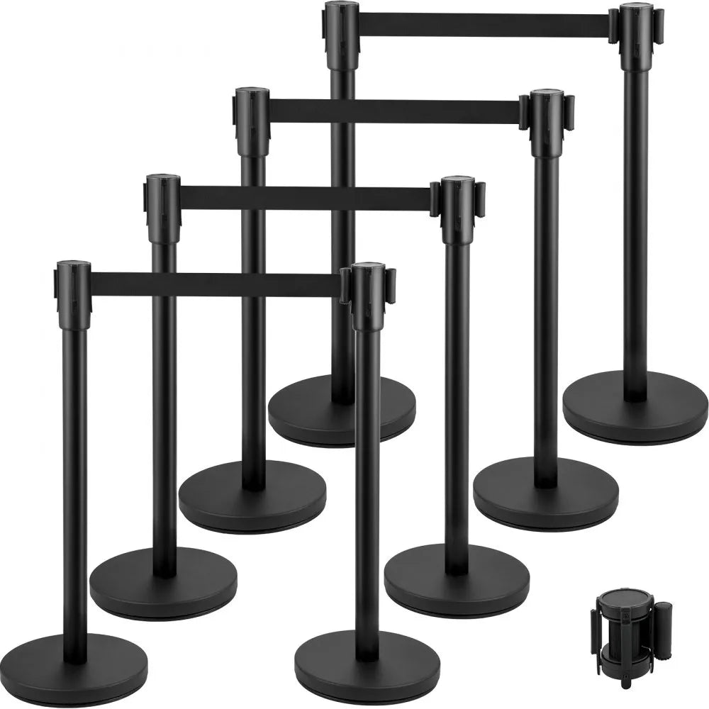 VV-SS-BLBLB8DT - 8-Piece Stainless Steel Stanchion Set with 6.6ft Belts