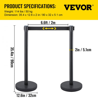 Heavy Duty - Durable Stainless Steel Crowd Control Stanchion with Retractable Belt