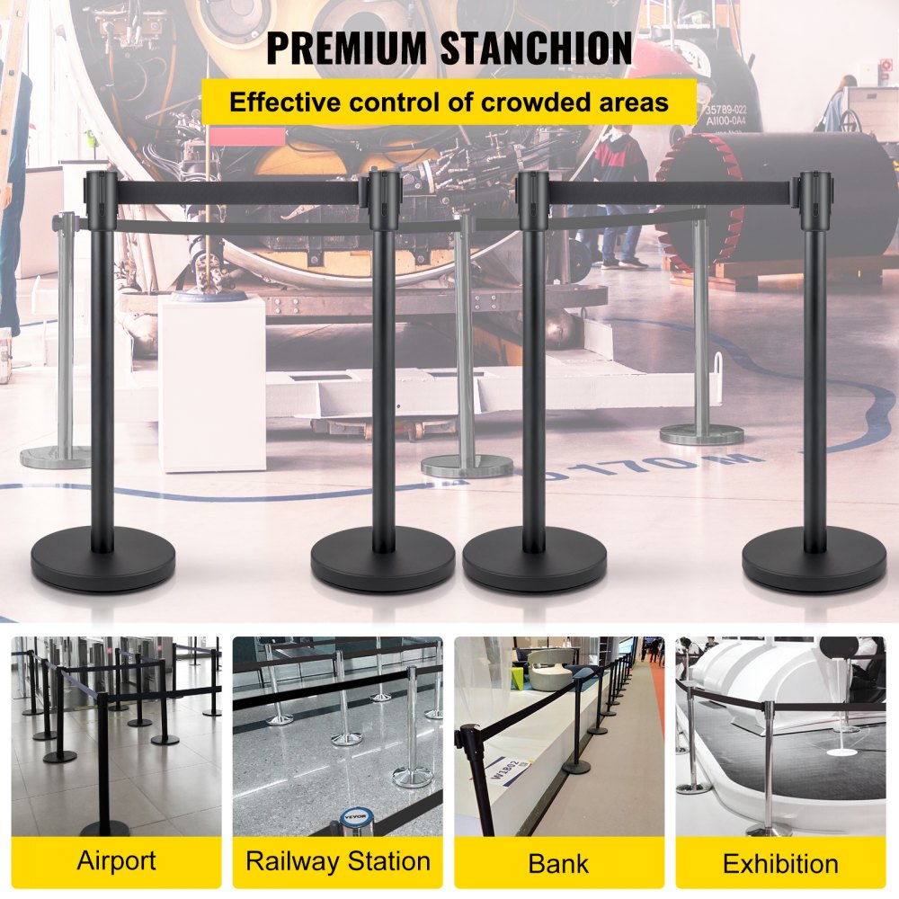 Heavy Duty - Elegant Stainless Steel Stanchion Set with 4-Way Belt System