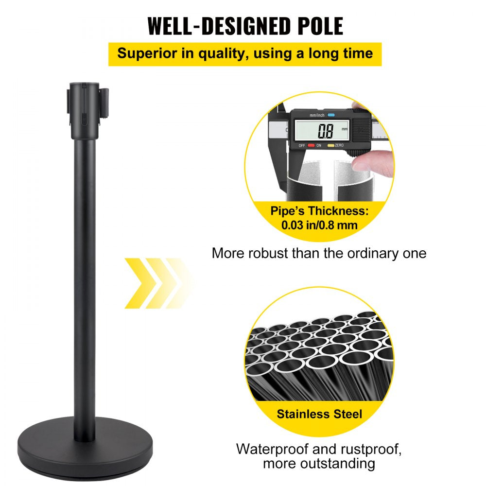 Heavy Duty - Elegant Stainless Steel Stanchion Set with 4-Way Belt System