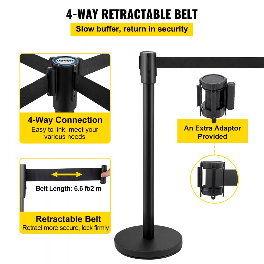 Heavy Duty - Elegant Stainless Steel Stanchion Set with 4-Way Belt System