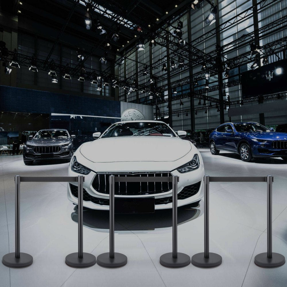 Heavy Duty - 6 PCS Stanchion Set with 6.6 ft Belt, Stainless Steel