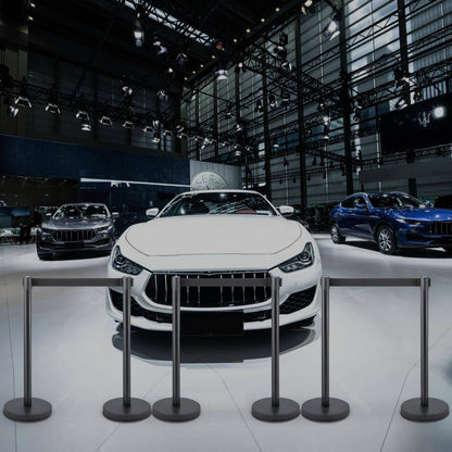 Heavy Duty - 6 PCS Stanchion Set with 6.6 ft Belt, Stainless Steel