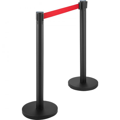 Black Stanchions 6Pcs - 35.4" Stainless Steel Stanchions with 6.6ft Belt