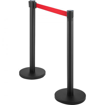 Black Stanchions 6Pcs - 35.4" Stainless Steel Stanchions with 6.6ft Belt