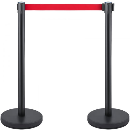 Black Stanchions 6Pcs - 35.4" Stainless Steel Stanchions with 6.6ft Belt