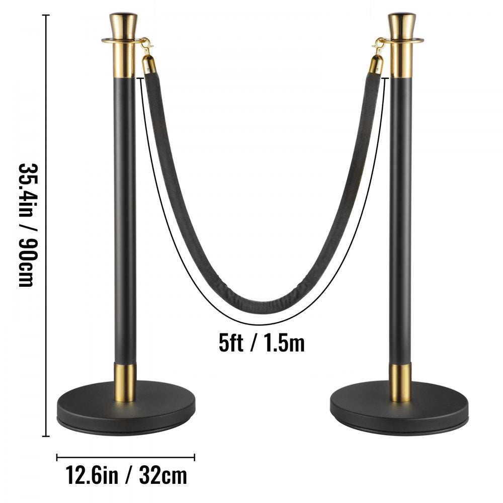 VV-SS-BLBLR6HGT - 6-Piece Stainless Steel Stanchion Set with 5ft Velvet Rope
